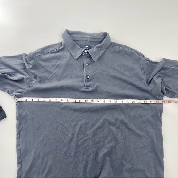 Cutter & Buck Pima Cotton Soft Long Sleeve Preppy Polo Gray 1X Big and Tall - Picture 9 of 12